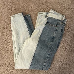 Mom jeans two tone